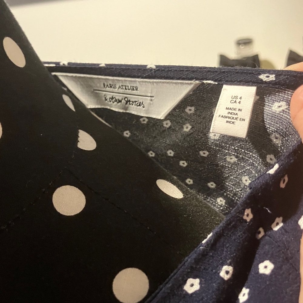 & Other Stories Navy Daisy Dot Midi Dress - Picture 2 of 6
